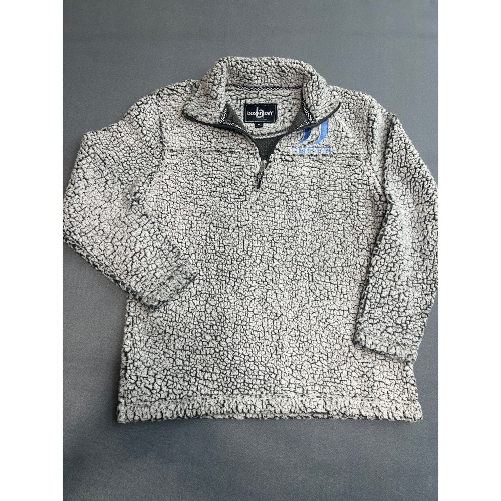 Boxercraft Grey Sherpa Fleece Quarter Zip Pullover Cheer Embroidered Medium